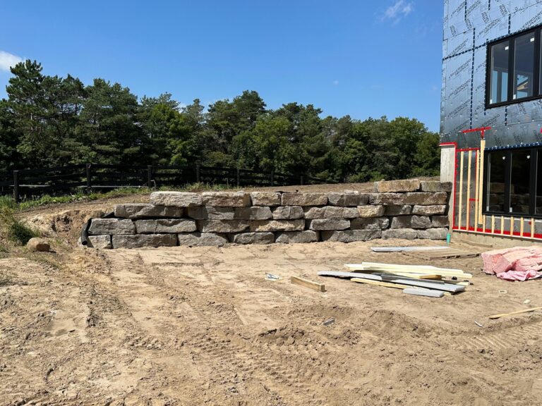 Stone Retaining Wall Installation